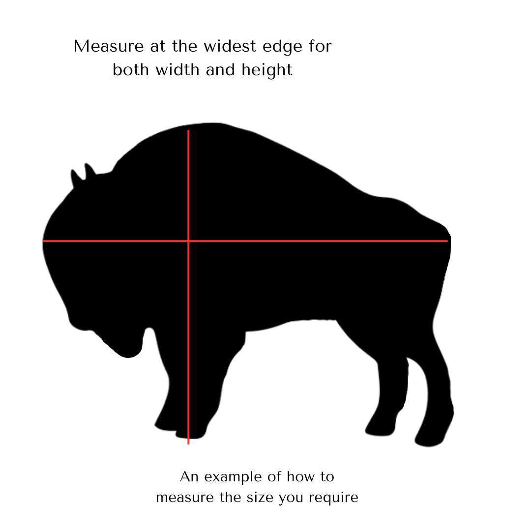bison inlay cut out showing how to measure the size