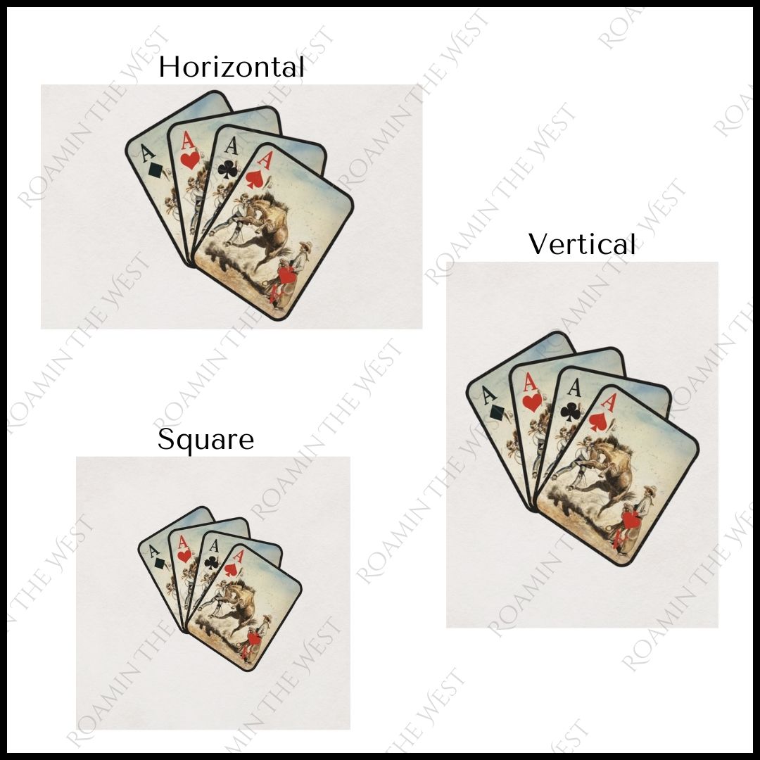 Playing Card wild west image file for western upholstery showing aspect ratios
