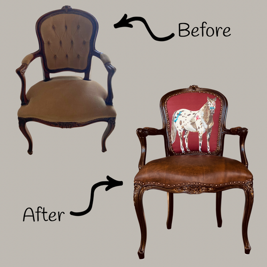 Before and after of an upholstered chair