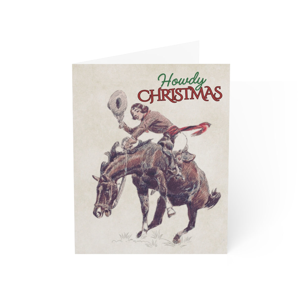 Howdy Christmas Cowgirl Greeting Card – Single or 10 Pack