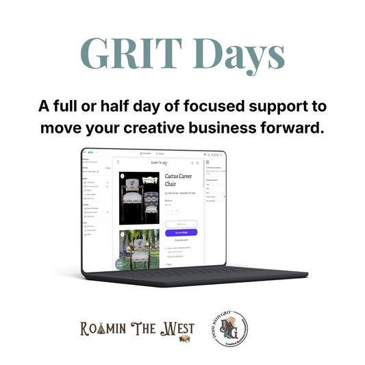 laptop with website on screen with grit days and other text on white background