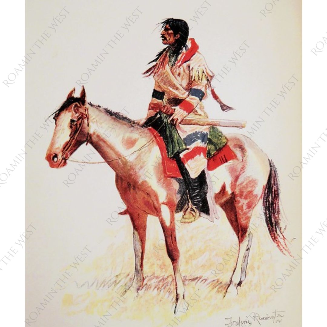 Indian rider on horse image for western upholstery