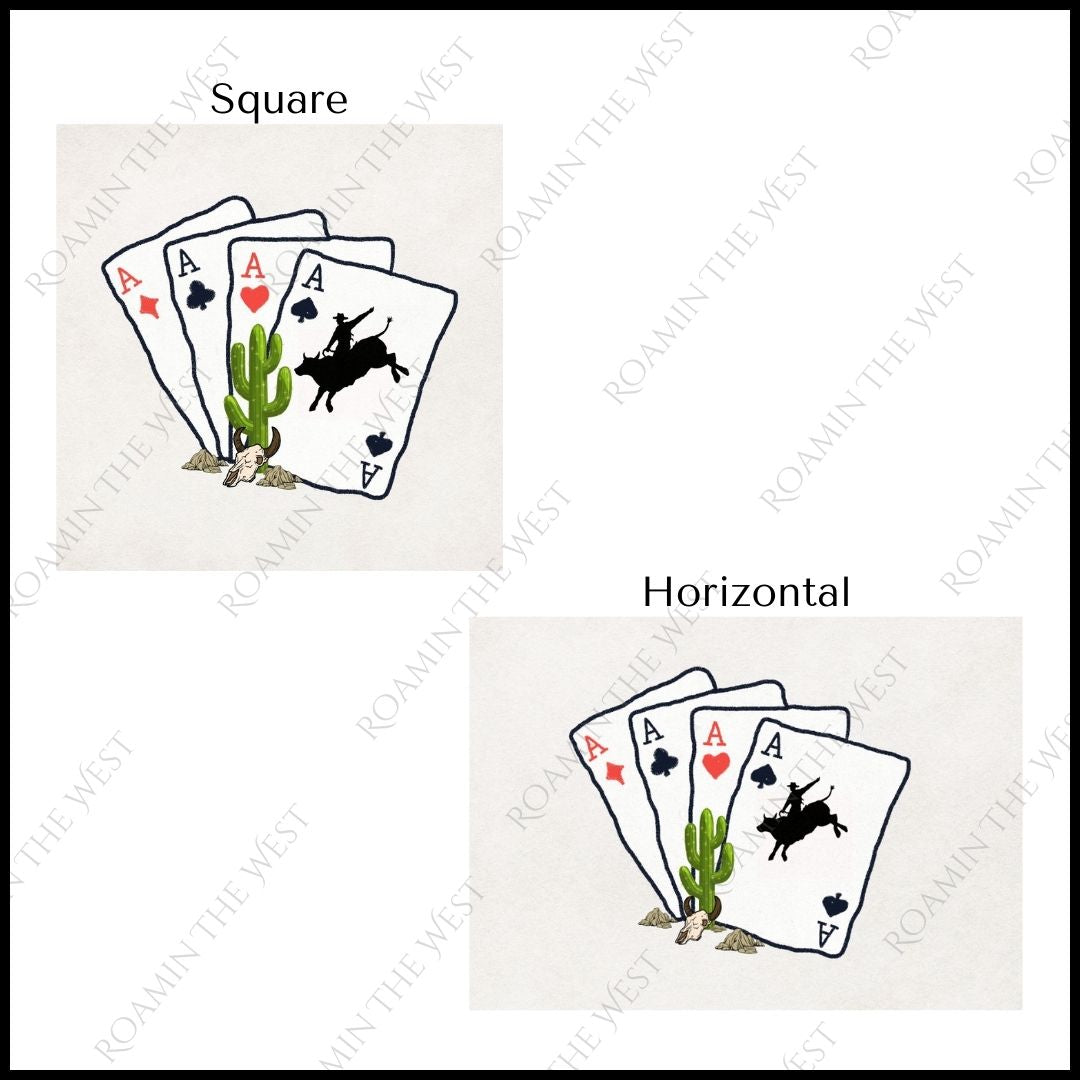 Playing Card #2 wild west image file for western upholstery showing aspect ratios