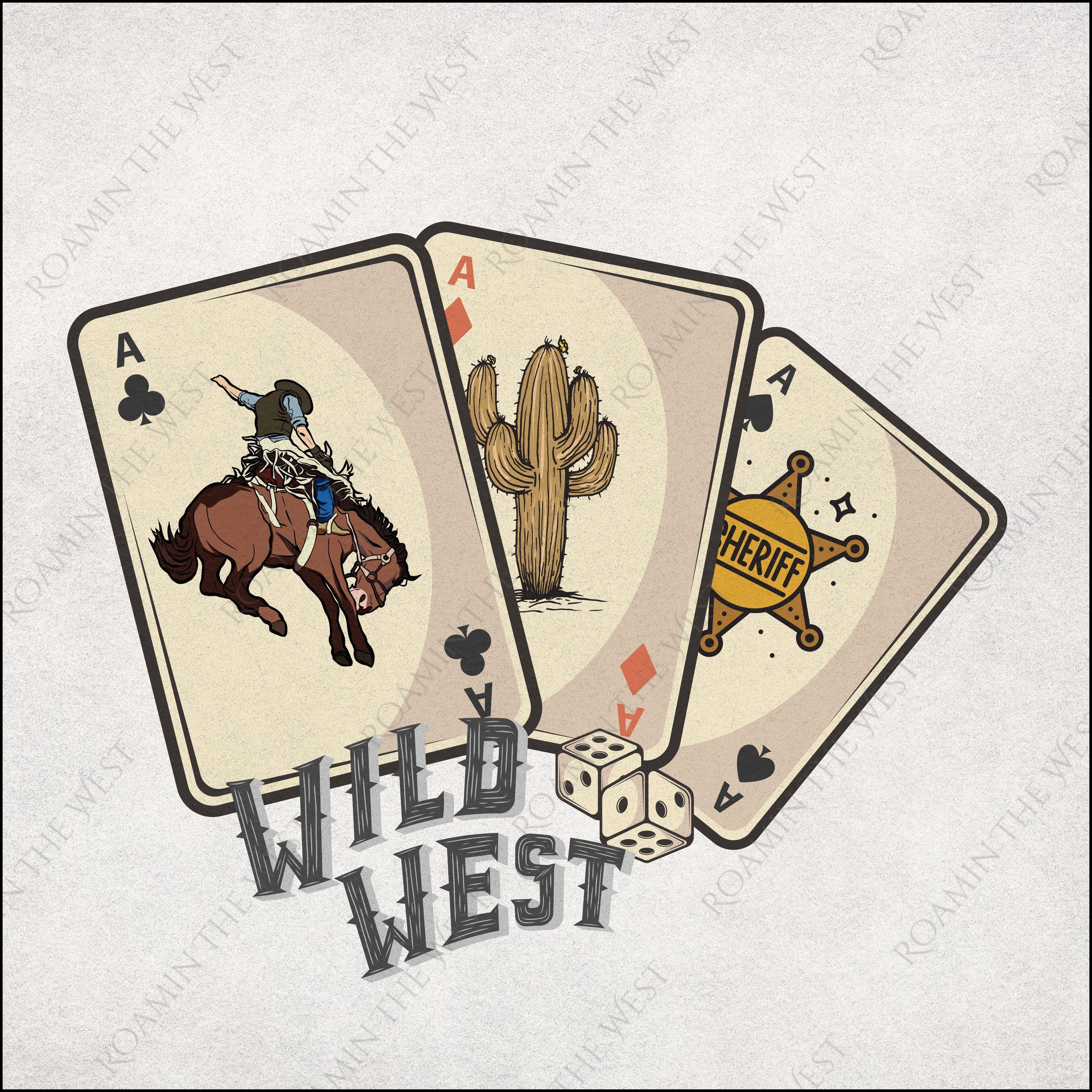 Playing Card #3 wild west image file for western upholstery