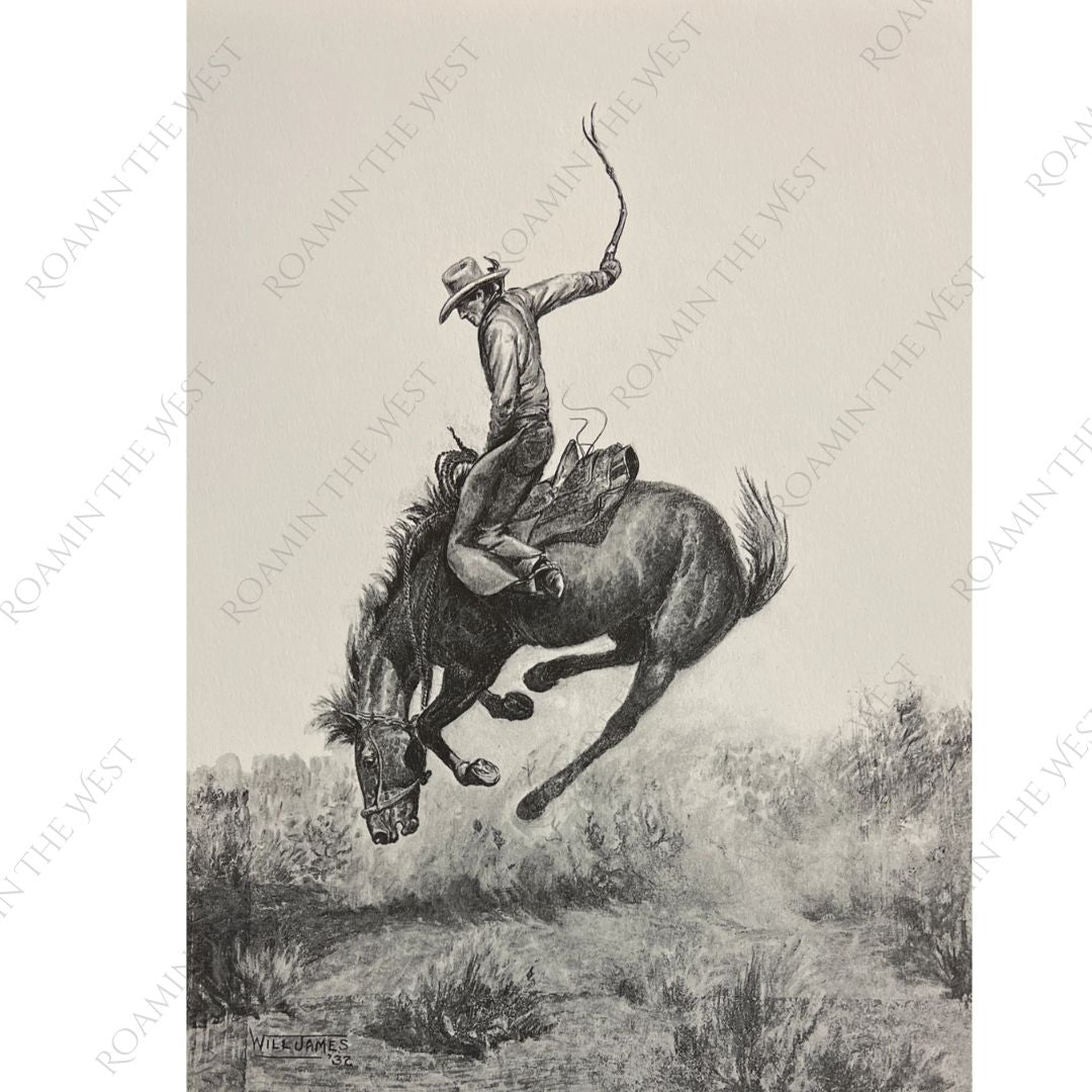 cowboy ride'em bucking horse image for western upholstery